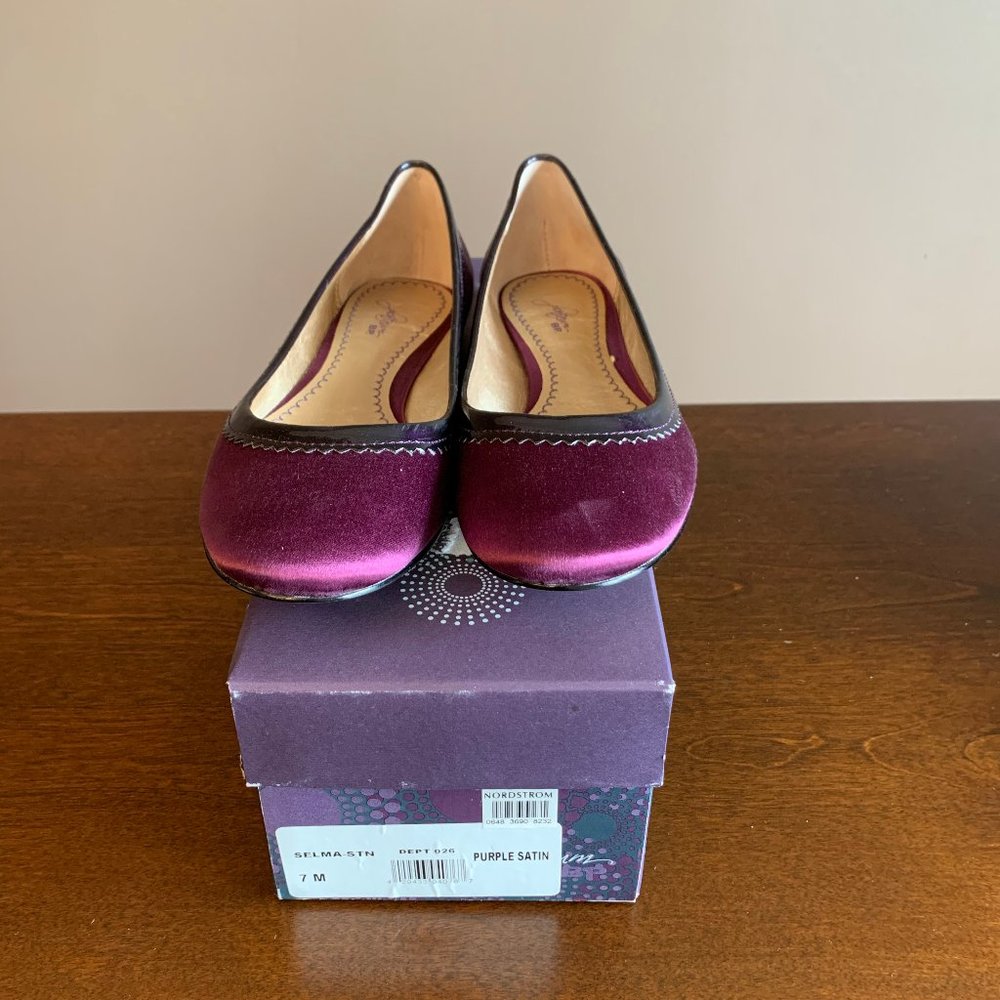 NWOT Purple Satin Flats- Size 7